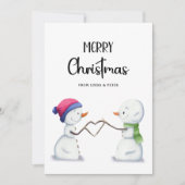 Minimalistisch Snowmen Couple Frohe Weihnachten (Vorderseite)
