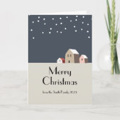 Minimalistisch Snowy Christmas Village Moderner Ur Karte (Vorderseite)