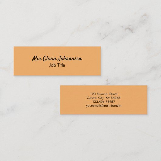 Minimalistisch Soft Orange Mini Business Card Visitenkarte (Vorne/Hinten)