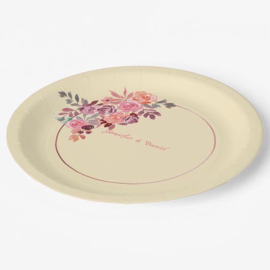 Minimalistisch-Soft-PEACH-Papier-Teller Pappteller (Schrägansicht)