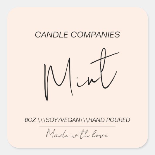 Minimalistisch Soja Vegan Candle Maker Business Quadratischer Aufkleber (Vorderseite)