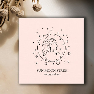 Minimalistisch Sonne Mond Sterne  Visitenkarte