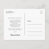Minimalistisch Sorry Hochzeit Update Postkarte (Rückseite)