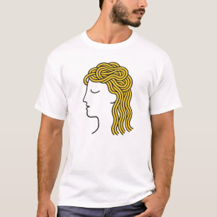 Minimalistisch Spagetti Hair Funny Food Lover T -  T-Shirt