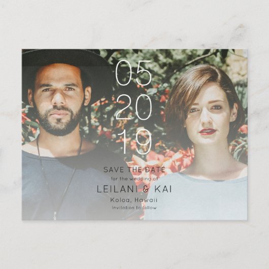 Minimalistisch Speichern des Date Foto Postkarte (Vorderseite)