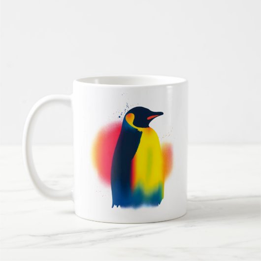 Minimalistisch Spray Paint Pinguin Silhouette Kaffeetasse (Links)