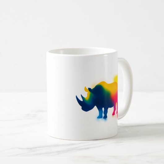Minimalistisch Spray Paint Rhinoceros Silhouette Kaffeetasse (VorderseiteRechts)