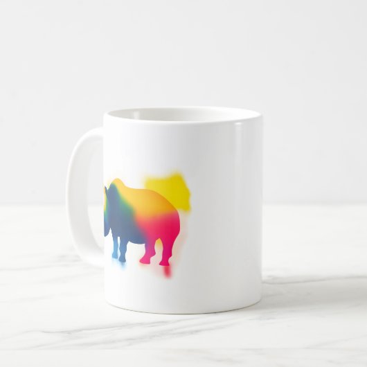 Minimalistisch Spray Paint Rhinoceros Silhouette Kaffeetasse (Vorderseite Links)