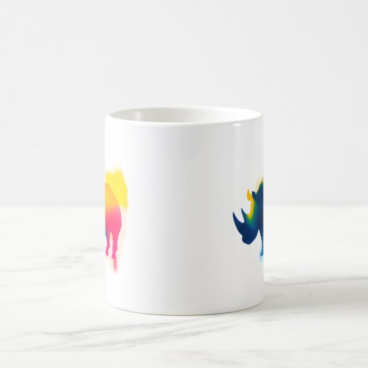 Minimalistisch Spray Paint Rhinoceros Silhouette Kaffeetasse (Mittel)