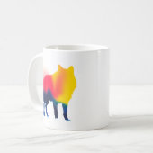 Minimalistisch Spray Paint Wolf Silhouette Kaffeetasse (Vorderseite Links)