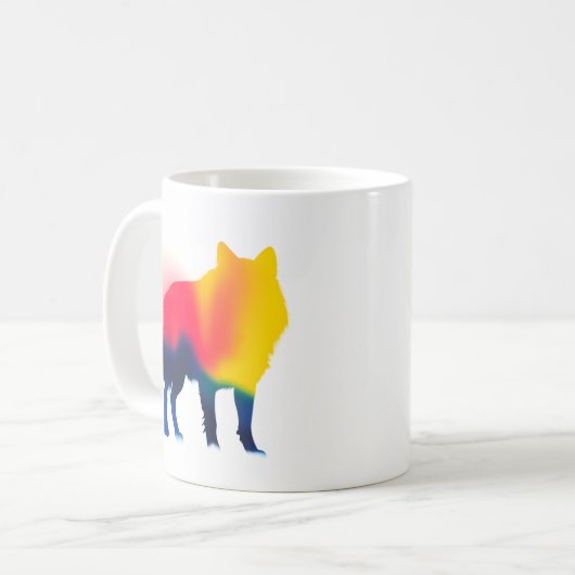 Minimalistisch Spray Paint Wolf Silhouette Kaffeetasse (Vorderseite Links)
