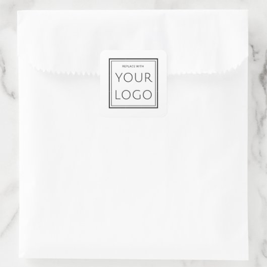 Minimalistisch-Square-Unternehmen mit Firmenlogo Quadratischer Aufkleber (Tasche)
