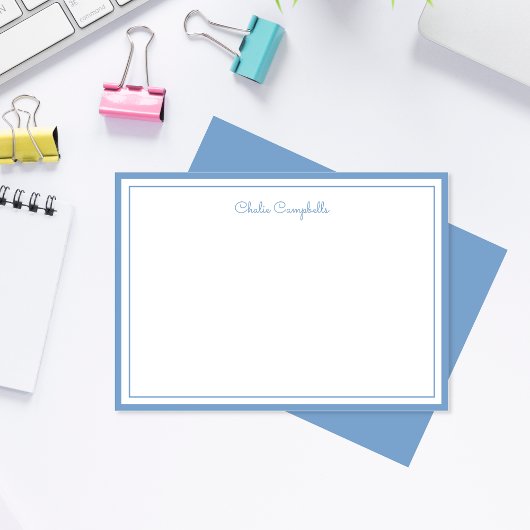 Minimalistisch staubblau, 2 Grenzen, Unterschrift Mitteilungskarte