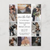 minimalistisch-stilvolle 8-Foto-Collage Save the D Ankündigungspostkarte (Vorderseite)