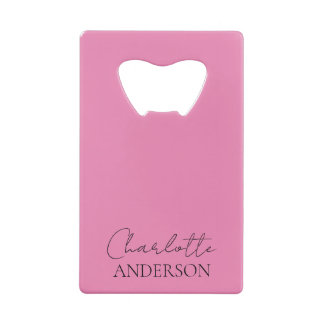Minimalistisch Stilvolle Monogrammbezeichnung Rosa Geldbeutel Flaschenöffner