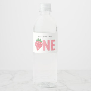 Minimalistisch Strawberry Berry Erster Geburtstag Wasserflaschenetikett