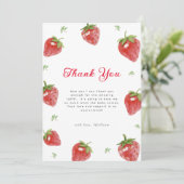 Minimalistisch Strawberry Berry Sweet Girl Babydus Dankeskarte (Stehend Vorderseite)