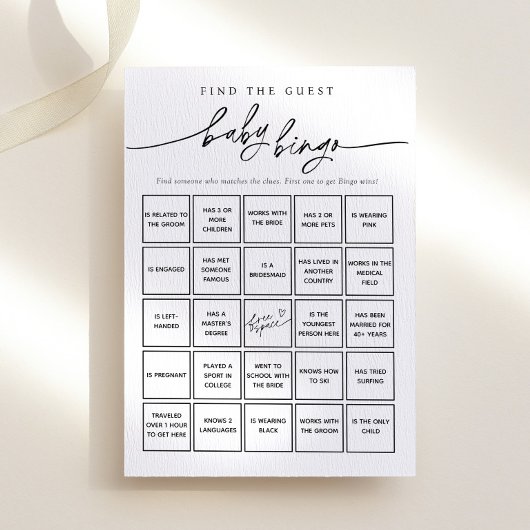 Minimalistisch Suchen Sie die Baby Bingo Game Card Einladung