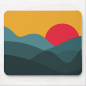 Minimalistisch Sun Peacock Blue und Orange Mousepad (Vorne)