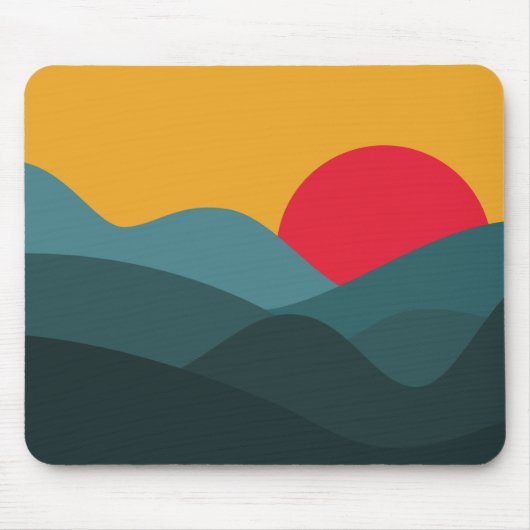 Minimalistisch Sun Peacock Blue und Orange Mousepad (Vorne)