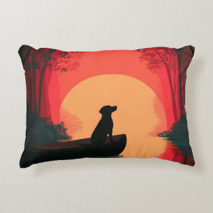 Minimalistisch Sunset Black Labrador Hund Dekokissen