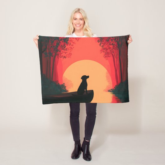 Minimalistisch Sunset Black Labrador Hund Fleecedecke (Beispiel)