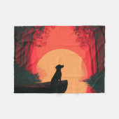 Minimalistisch Sunset Black Labrador Hund Fleecedecke (Vorderseite (Horizontal))