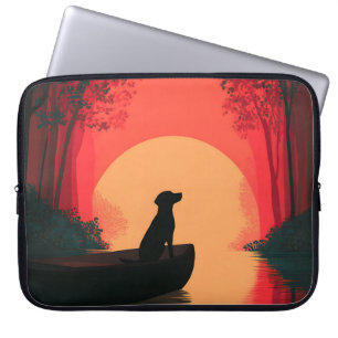 Minimalistisch Sunset Black Labrador Hund Laptopschutzhülle