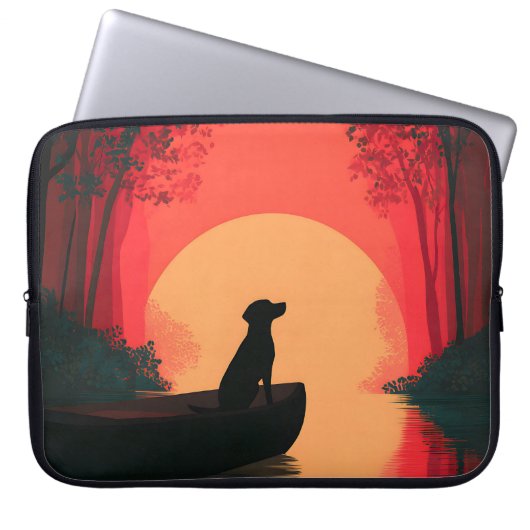 Minimalistisch Sunset Black Labrador Hund Laptopschutzhülle (Vorderseite)