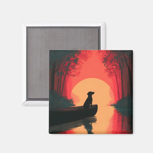 Minimalistisch Sunset Black Labrador Hund Magnet (Vorderseite/Rückseite)