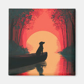 Minimalistisch Sunset Black Labrador Hund Magnet (Vorne)