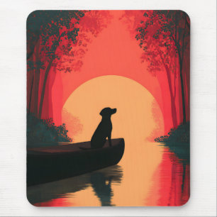 Minimalistisch Sunset Black Labrador Hund Mousepad