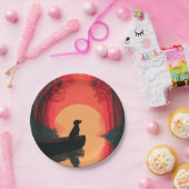 Minimalistisch Sunset Black Labrador Hund Pappteller (Party)