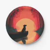 Minimalistisch Sunset Black Labrador Hund Pappteller (Vorderseite)