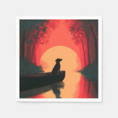 Minimalistisch Sunset Black Labrador Hund Serviette (Vorderseite)