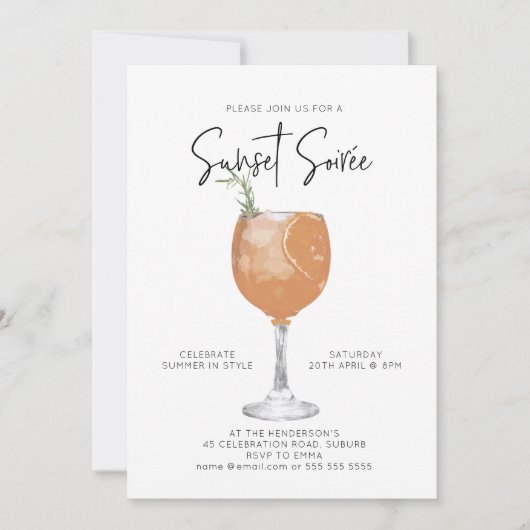 Minimalistisch Sunset Summer Cocktail Party Einlad Einladung (Vorderseite)