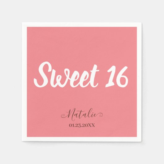 Minimalistisch Sweet 16 Party Napkins Serviette (Vorderseite)