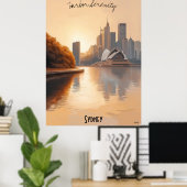 Minimalistisch Sydney Skyline - Australische sanft Poster (Heimbüro)