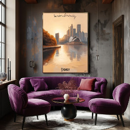 Minimalistisch Sydney Skyline - Australische sanft Poster
