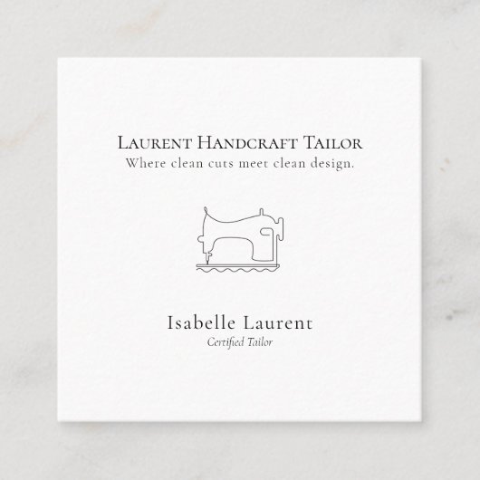 Minimalistisch Tailor Seamstress beruflich Quadratische Visitenkarte (Vorderseite)
