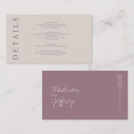 Minimalistisch Tan Mauve Blush Pink Earth Tone Enc Begleitkarte (Vorne/Hinten)