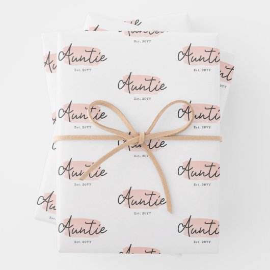 Minimalistisch Tante Baby Pink Pinselstrich Pinsel Geschenkpapier Set (Beispiel)