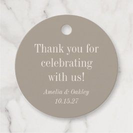 Minimalistisch Taupe Brown Elegant Wedding Vielen Geschenkanhänger