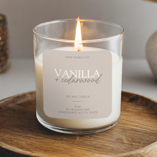 Minimalistisch Taupe Modern Candle Label Quadratischer Aufkleber