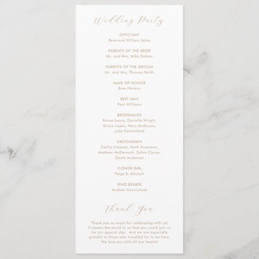 Minimalistisch Taupe Moderne Hochzeit Programm (Rückseite)