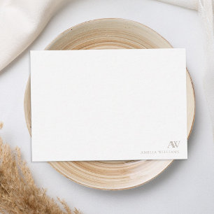 Minimalistisch Taupe Monogram Mitteilungskarte