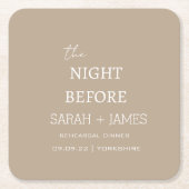 Minimalistisch Taupe Probe Dinner Hochzeitsfeier Rechteckiger Pappuntersetzer (Vorderseite)