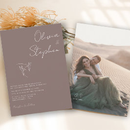 Minimalistisch Taupe Romantische Foto Hochzeit Einladung