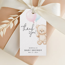 Minimalistisch Teddy Bear Baby Dusche Danke für Ih Geschenkanhänger