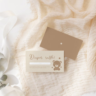 Minimalistisch Teddy Bear Diaper Raffle Baby Dusch Begleitkarte